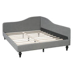 L-Shaped Semi-Enclosed Linen Daybed with Solid Wood Legs - Twin/Full, 440 lbs Capacity, 30-Min Assembly