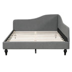 L-Shaped Semi-Enclosed Linen Daybed with Solid Wood Legs - Twin/Full, 440 lbs Capacity, 30-Min Assembly