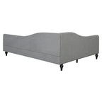 L-Shaped Semi-Enclosed Linen Daybed with Solid Wood Legs - Twin/Full, 440 lbs Capacity, 30-Min Assembly