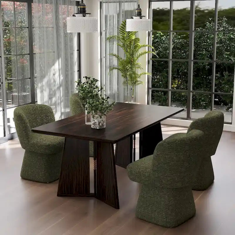 Boucle Upholstered Dining Chairs Set of 2, 360° Swivel Modern Accent Chairs with High-Density Foam