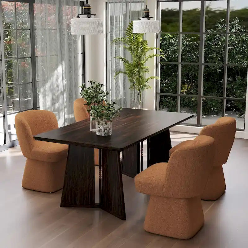 Boucle Upholstered Dining Chairs Set of 2, 360° Swivel Modern Accent Chairs with High-Density Foam