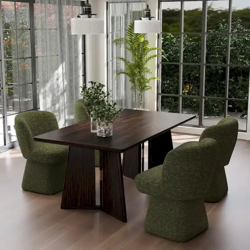 Boucle Upholstered Dining Chairs Set of 2, 360° Swivel Modern Accent Chairs with High-Density Foam