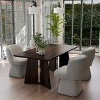 Boucle Upholstered Dining Chairs Set of 2, 360° Swivel Modern Accent Chairs with High-Density Foam