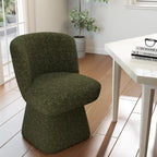 Boucle Upholstered Dining Chairs Set of 2, 360° Swivel Modern Accent Chairs with High-Density Foam