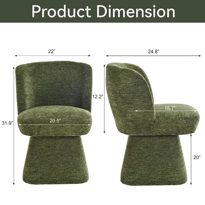 Boucle Upholstered Dining Chairs Set of 2, 360° Swivel Modern Accent Chairs with High-Density Foam