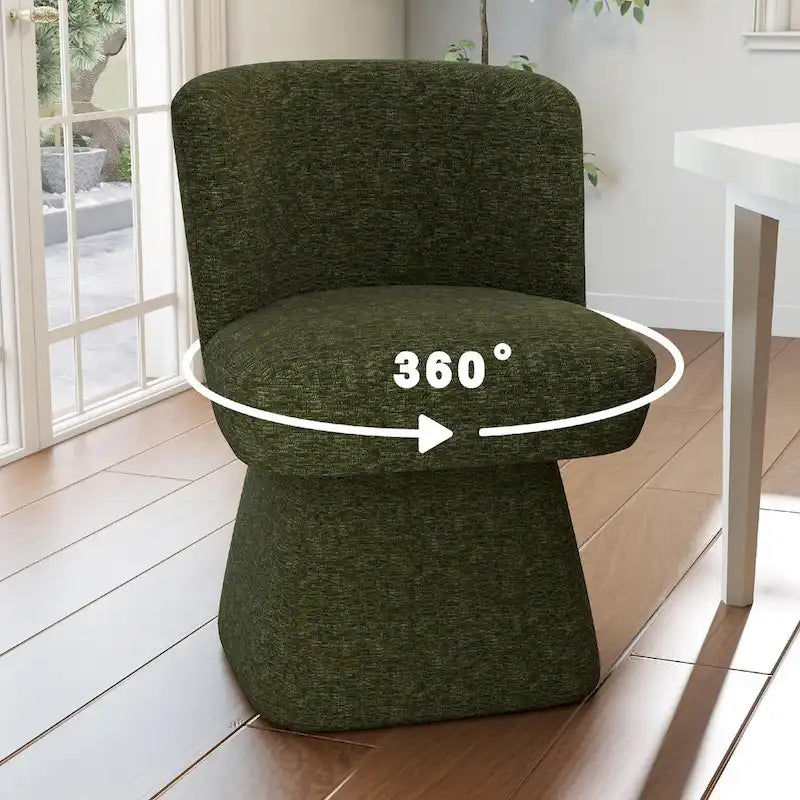 Boucle Upholstered Dining Chairs Set of 2, 360° Swivel Modern Accent Chairs with High-Density Foam