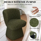 Boucle Upholstered Dining Chairs Set of 2, 360° Swivel Modern Accent Chairs with High-Density Foam