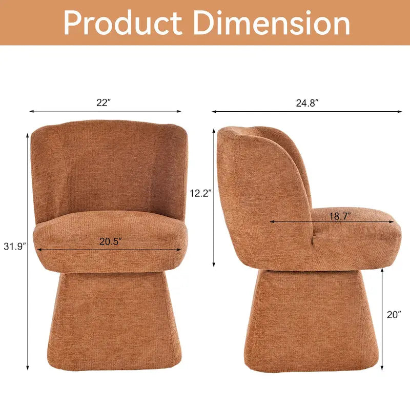Boucle Upholstered Dining Chairs Set of 2, 360° Swivel Modern Accent Chairs with High-Density Foam