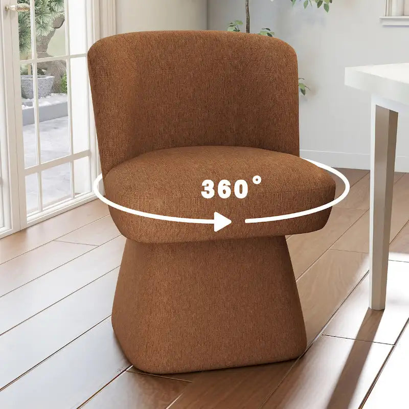 Boucle Upholstered Dining Chairs Set of 2, 360° Swivel Modern Accent Chairs with High-Density Foam