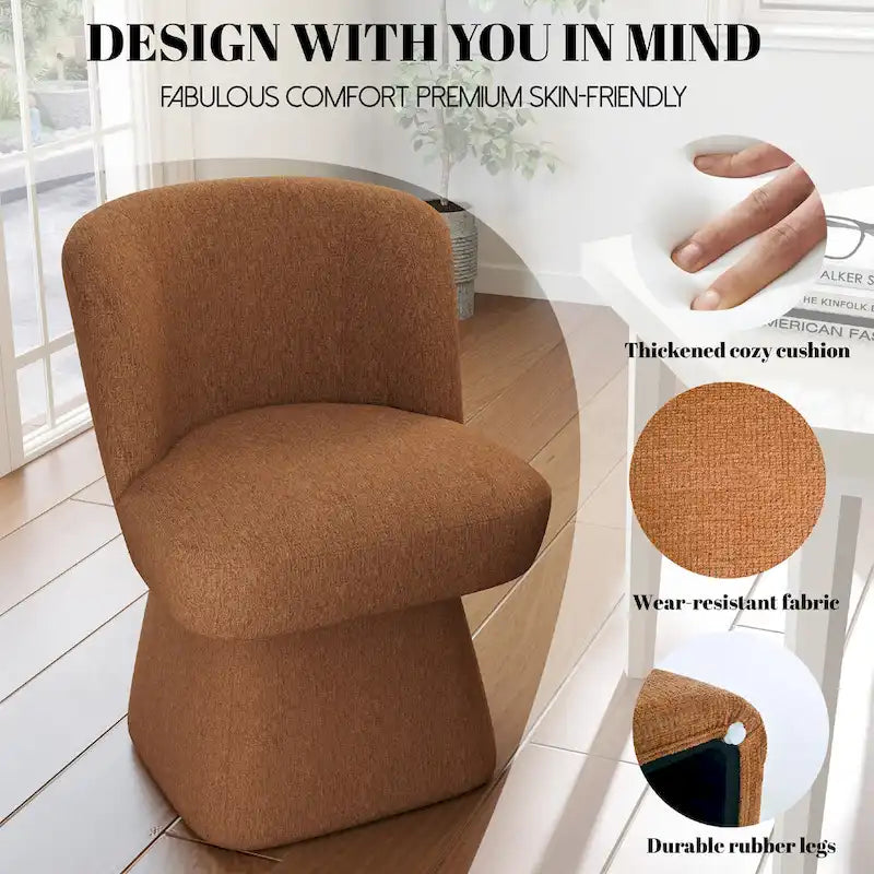 Boucle Upholstered Dining Chairs Set of 2, 360° Swivel Modern Accent Chairs with High-Density Foam