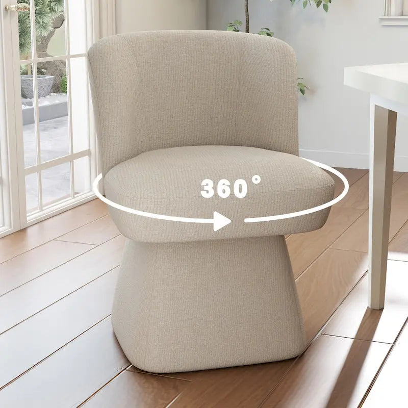 Boucle Upholstered Dining Chairs Set of 2, 360° Swivel Modern Accent Chairs with High-Density Foam