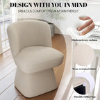 Boucle Upholstered Dining Chairs Set of 2, 360° Swivel Modern Accent Chairs with High-Density Foam