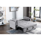 3-in-1 Convertible Sleeper Loveseat - 55" Linen Fabric Pull-Out Sofa Bed, 4 Storage Pockets, Adjustable Backrest, Light Grey - Modern Space-Saving