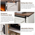 66" Farmhouse TV Stand with Electric Fireplace, Sliding Barn Doors, 75" TV, 4600 BTU, Remote Control, Rustic Style