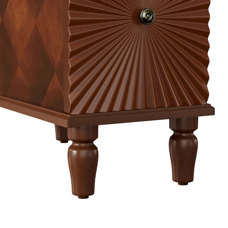 Mid-Century Modern Nightstand with 2 Drawers, Solid Wood Slim Side Table, 23.6"L x 11.8"W x 24"H, Walnut Finish