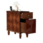 Mid-Century Modern Nightstand with 2 Drawers, Solid Wood Slim Side Table, 23.6"L x 11.8"W x 24"H, Walnut Finish
