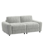 79" Furry Channel Fabric Loveseat - Feather & Foam Filled Cushions, Contemporary Track Arms, 9.25" Thick Seat - Modern Textured Upholstery Sofa