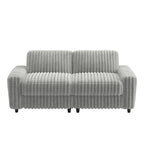 79" Furry Channel Fabric Loveseat - Feather & Foam Filled Cushions, Contemporary Track Arms, 9.25" Thick Seat - Modern Textured Upholstery Sofa