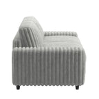 79" Furry Channel Fabric Loveseat - Feather & Foam Filled Cushions, Contemporary Track Arms, 9.25" Thick Seat - Modern Textured Upholstery Sofa