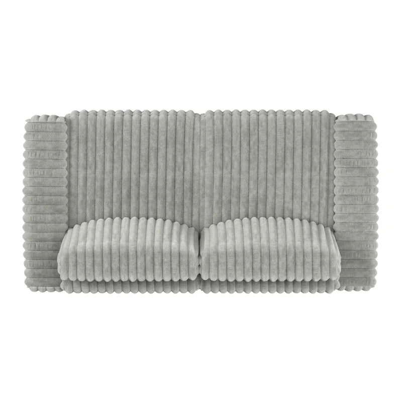79" Furry Channel Fabric Loveseat - Feather & Foam Filled Cushions, Contemporary Track Arms, 9.25" Thick Seat - Modern Textured Upholstery Sofa