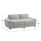 79" Furry Channel Fabric Loveseat - Feather & Foam Filled Cushions, Contemporary Track Arms, 9.25" Thick Seat - Modern Textured Upholstery Sofa
