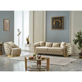 Luxury 3-Piece Living Room Set - 1 Sofa & 2 Chairs, Gold Accents, Decorative Backrest, Metal Legs, Spacious Seating, Modern Elegant