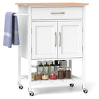 Gymax Rolling Kitchen Island Cart w/ Drawer 2-Door Storage Cabinet