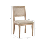 Farmhouse Dining Chairs Set of 2 with Cane Back, Upholstered Seat, Solid Wood Frame, 300 lbs Capacity