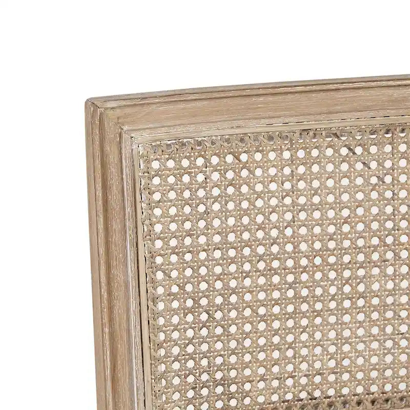 Farmhouse Dining Chairs Set of 2 with Cane Back, Upholstered Seat, Solid Wood Frame, 300 lbs Capacity