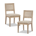 Farmhouse Dining Chairs Set of 2 with Cane Back, Upholstered Seat, Solid Wood Frame, 300 lbs Capacity