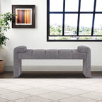 54" Boucle Channel Tufted Bedroom Bench - High-Density Foam, Arm Trays, 250 lbs Capacity, Multi-Purpose Ottoman