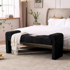 54" Boucle Channel Tufted Bedroom Bench - High-Density Foam, Arm Trays, 250 lbs Capacity, Multi-Purpose Ottoman