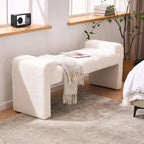 54" Boucle Channel Tufted Bedroom Bench - High-Density Foam, Arm Trays, 250 lbs Capacity, Multi-Purpose Ottoman