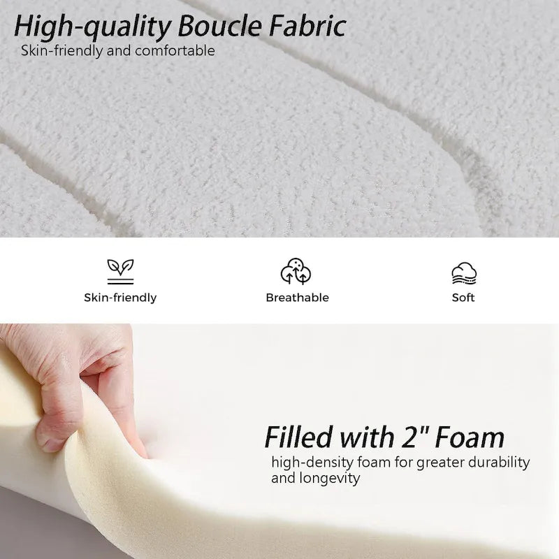 54" Boucle Channel Tufted Bedroom Bench - High-Density Foam, Arm Trays, 250 lbs Capacity, Multi-Purpose Ottoman