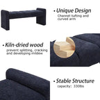 54" Boucle Channel Tufted Bedroom Bench - High-Density Foam, Arm Trays, 250 lbs Capacity, Multi-Purpose Ottoman