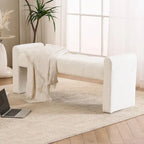 54" Boucle Channel Tufted Bedroom Bench - High-Density Foam, Arm Trays, 250 lbs Capacity, Multi-Purpose Ottoman