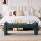54" Boucle Channel Tufted Bedroom Bench - High-Density Foam, Arm Trays, 250 lbs Capacity, Multi-Purpose Ottoman
