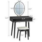 Vanity Makeup Table with LED Touch Screen Mirror - 3 Lighting Modes, 2 Drawers, Cushioned Stool, 31.5" Wide - Modern Dressing Table Set 220lbs