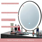 Vanity Makeup Table with LED Touch Screen Mirror - 3 Lighting Modes, 2 Drawers, Cushioned Stool, 31.5" Wide - Modern Dressing Table Set 220lbs