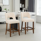 Set of 2 Wooden Bar Stools with Footrest