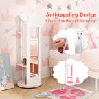 Kids Princess Vanity Set - White Dressing Table with Crown Mirror, Jewelry Armoire, Stool, 35 Ring Slots, 3 Shelves - Girls Makeup Furniture 110lbs