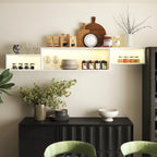 Wall Mounted Floating TV Stand with 3-Tier Shelves, 20 Color LEDs, 100kg/m Capacity, Melamine Finish, Modern Minimalist