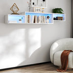 Wall Mounted Floating TV Stand with 3-Tier Shelves, 20 Color LEDs, 100kg/m Capacity, Melamine Finish, Modern Minimalist