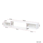 Wall Mounted Floating TV Stand with 3-Tier Shelves, 20 Color LEDs, 100kg/m Capacity, Melamine Finish, Modern Minimalist