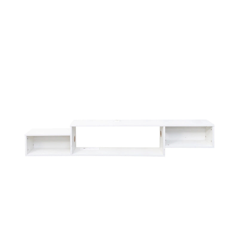 Wall Mounted Floating TV Stand with 3-Tier Shelves, 20 Color LEDs, 100kg/m Capacity, Melamine Finish, Modern Minimalist