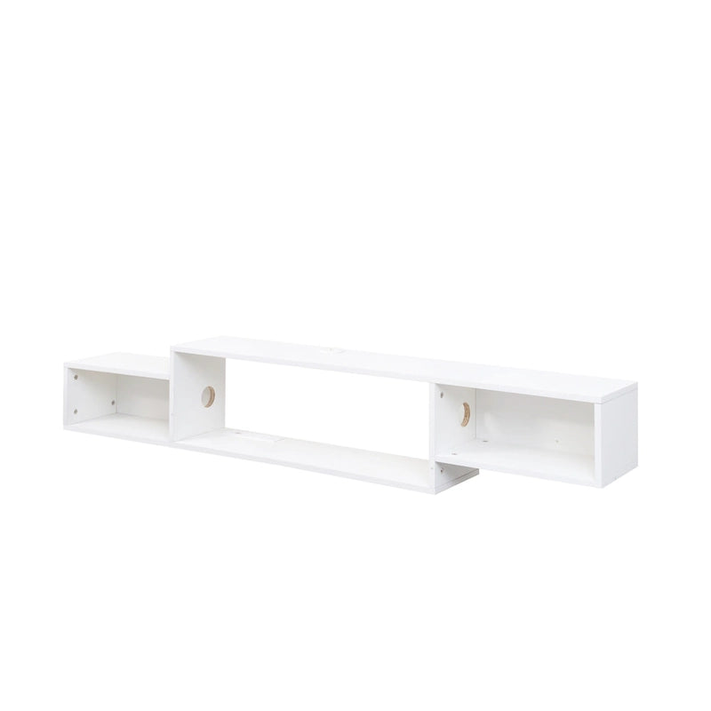 Wall Mounted Floating TV Stand with 3-Tier Shelves, 20 Color LEDs, 100kg/m Capacity, Melamine Finish, Modern Minimalist