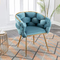 28.7" Velvet Upholstered Accent Chair - Gold-Plated Metal Legs - Cotton Fill - 220-330 lbs Capacity - Blue - Living Room Bedroom - 5 Colors Available