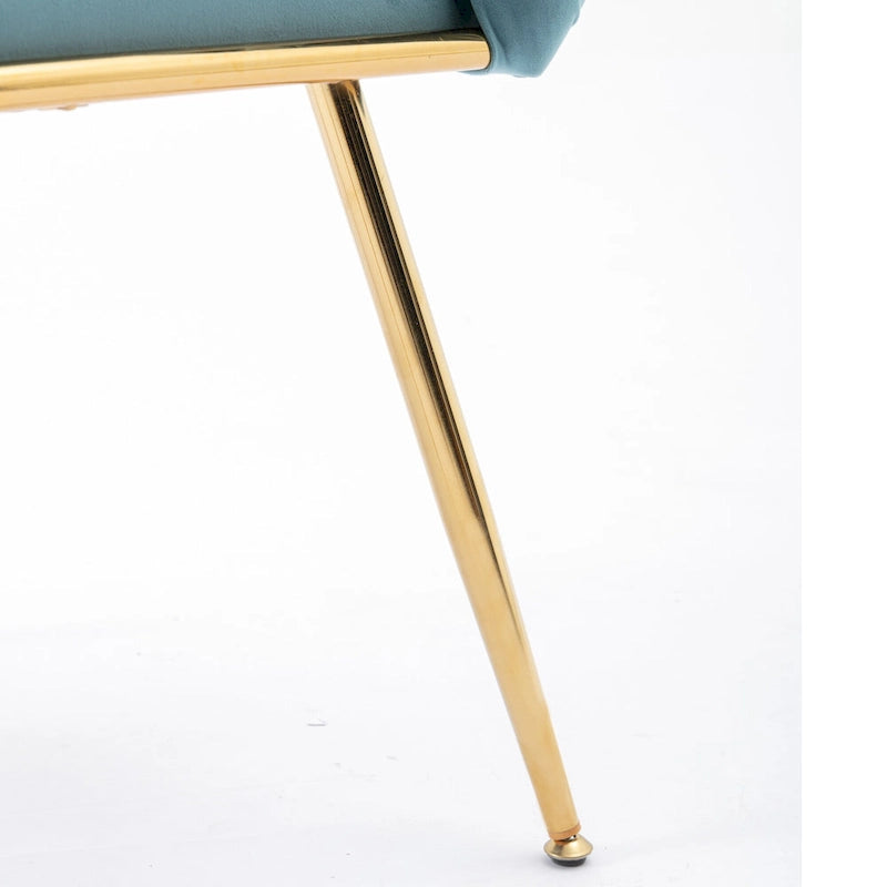 28.7" Velvet Upholstered Accent Chair - Gold-Plated Metal Legs - Cotton Fill - 220-330 lbs Capacity - Blue - Living Room Bedroom - 5 Colors Available