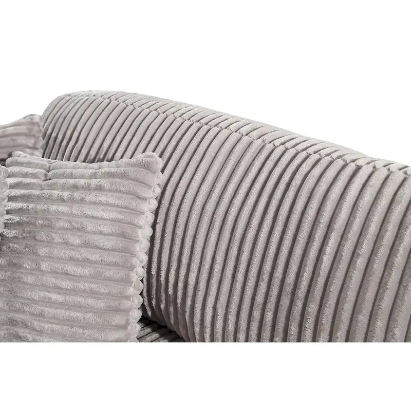 93" Corduroy Corner Sleeper Sofa - Modern Convertible Sectional with Deep Seat, 6 Pillows, 2-in-1 Sofa & Bed Design