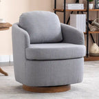 30.3" Upholstered Swivel Accent Chair - 360° Rotation - Linen Fabric - Solid Wood Base - Light Blue - 250 lbs Capacity - Living Room Bedroom
